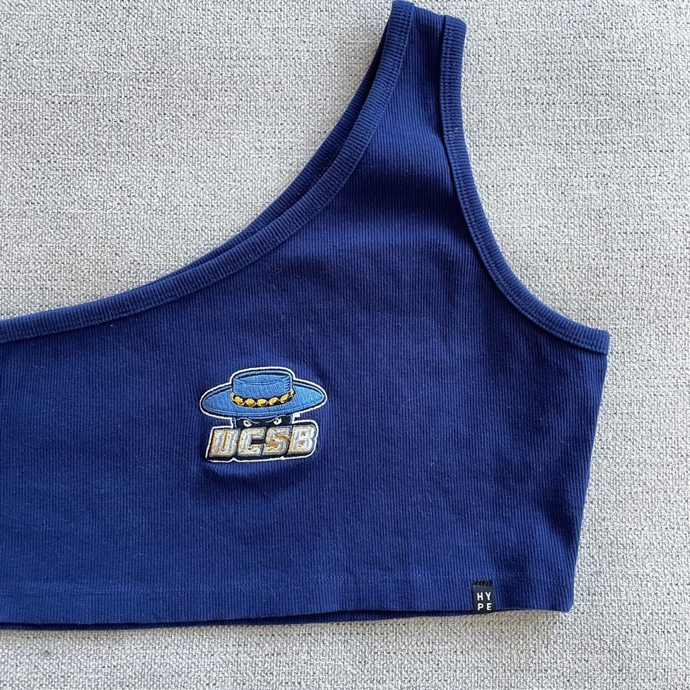 Hype and Vice Custom college UCSB Gauchos Blue One-Shoulder Crop Top size M - Picture 3 of 8